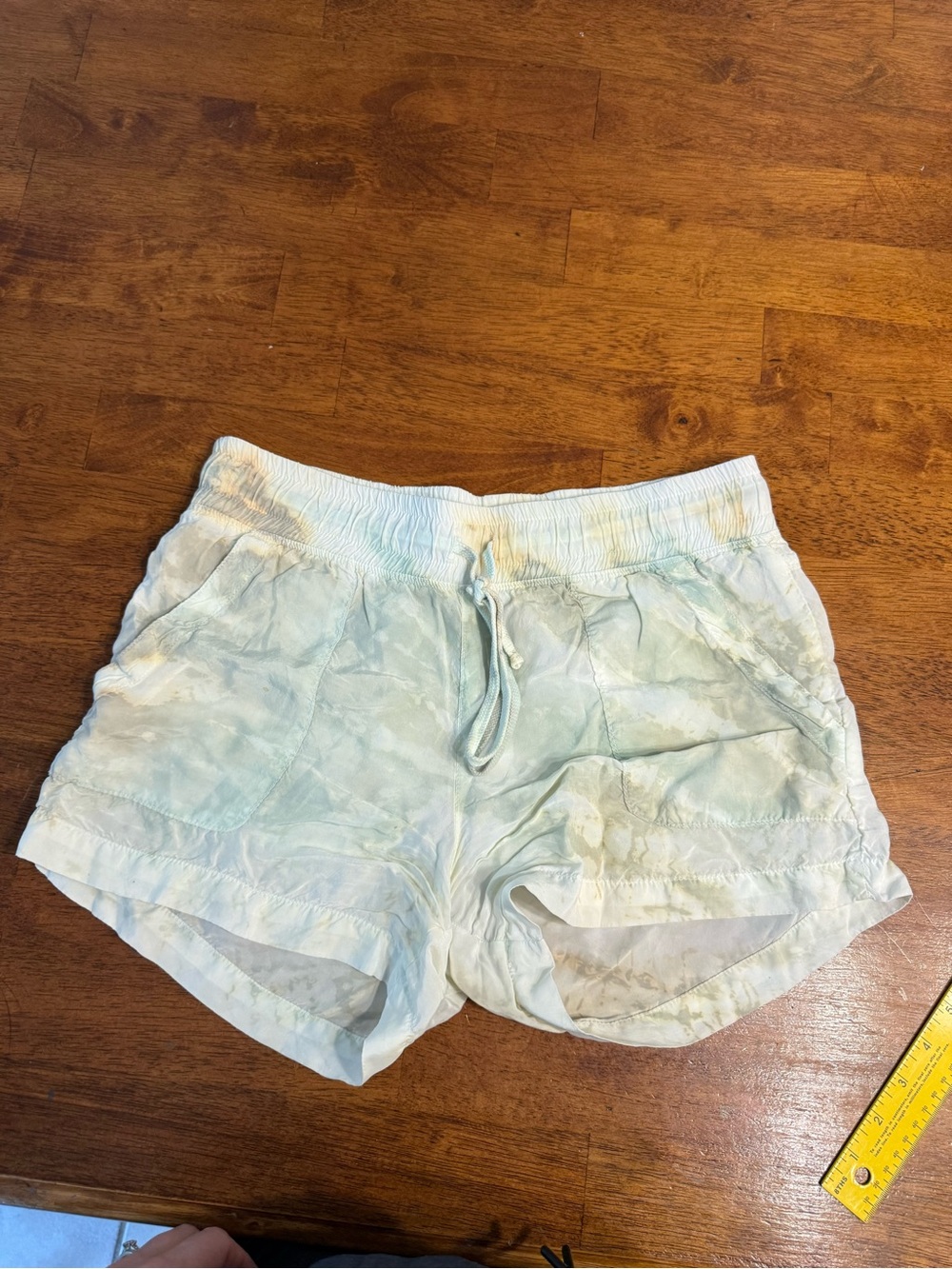 Hard Tail Forever Tie Dye Lounge Shorts Womens Small Green Tan Elastic